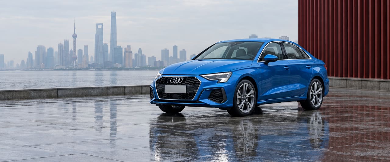 Audi A3 в ярком синем цвете